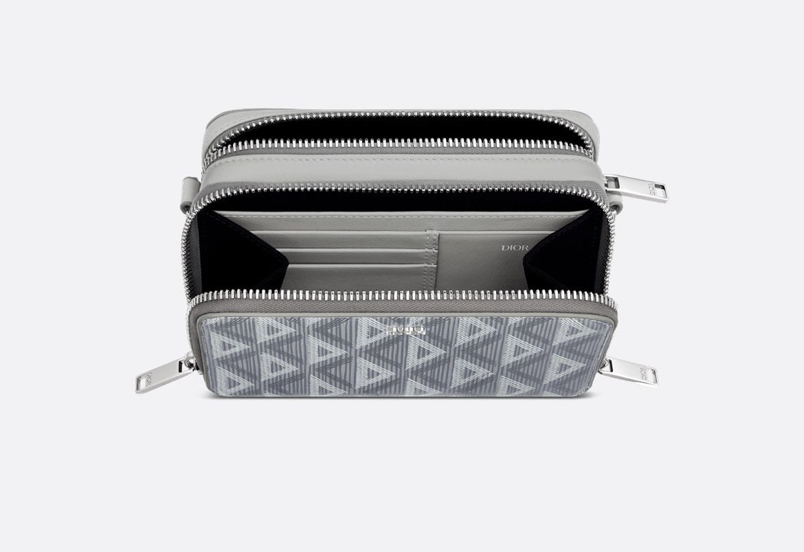 Dior Zipped Pouch with Strap White