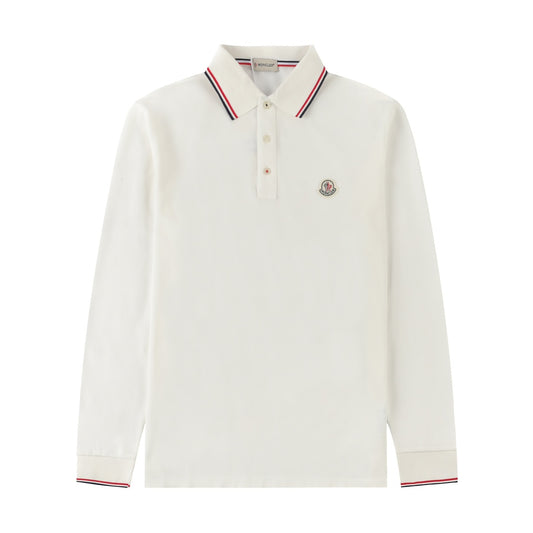 Moncler Polo Shirt Long Sleeve-White